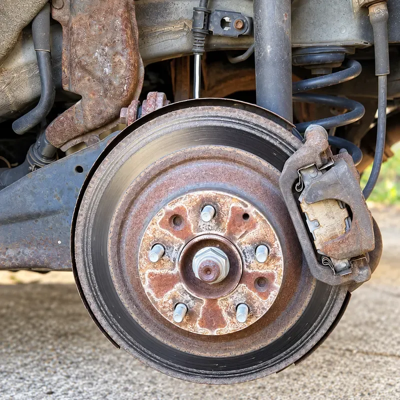 Worn brake rotor before service
